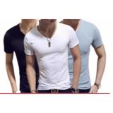 [HCM]Bộ 3 áo thun nam body cổ tim 100% COTTON ( đen trắng xám )
