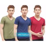 Bộ 3 áo thun nam body cổ tim 100% COTTON ( xanh đen, xanh rêu, đỏ đô )