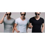 [HCM]Bộ 3 áo thun nam body cổ tim cao cấp 100% cotton ( đen trắng xám )