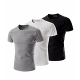 [HCM]Bộ 3 áo thun nam body cổ tròn cao cấp mềm mịn thấm hút tốt ( Đen Trắng Xám )