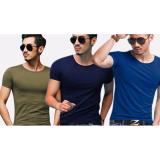 Bộ 3 áo thun nam body cổ tròn ( xanh đen, xanh rêu, xanh )