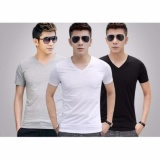 [HCM]Bộ 3 áo thun nam cổ tim body ( đen trắng xám )
