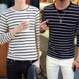 [HCM]Bộ 2 áo thun nam body tay dài Hàn Quốc ( đen trắng )