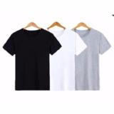 Bộ 3 áo thun trơn nam form rộng phong cách hàng quốc vải dày mịn (Trắng - Đen - Xám)