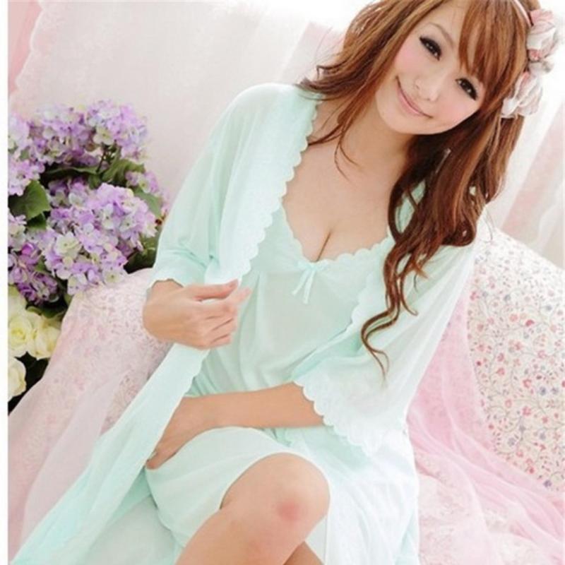 Nơi bán BỘ ÁO CHOÀNG KÈM ĐẦM NGỦ PHI LỤA CẮT LAZER CDAN15 Xanh nhạt - Size 4XL