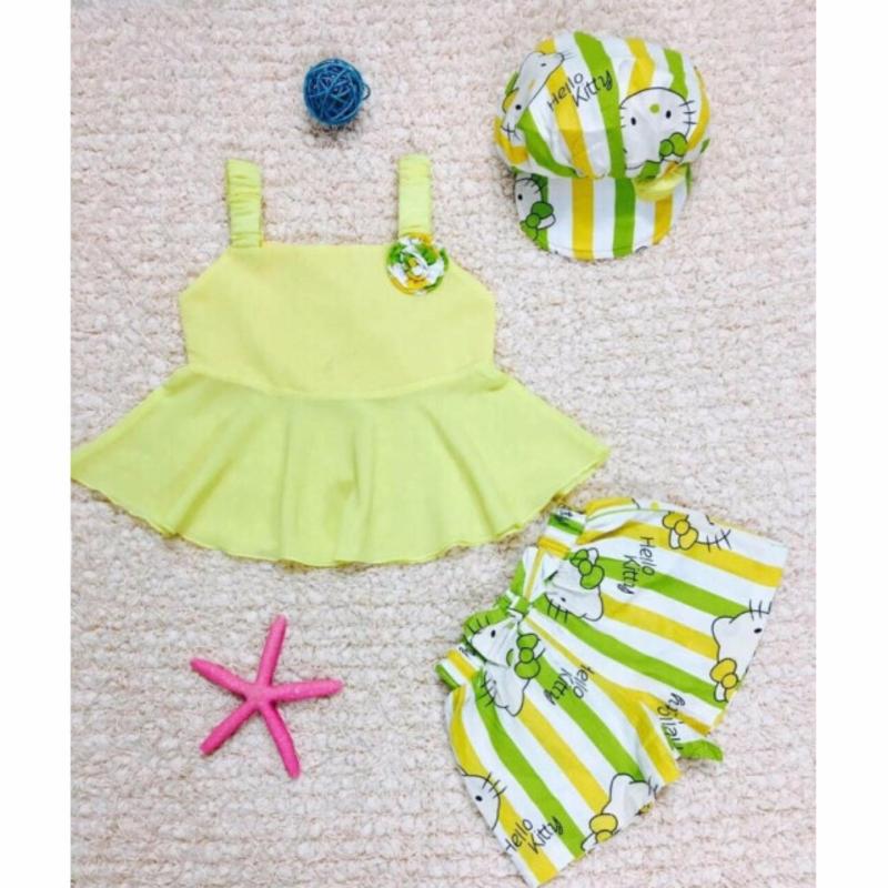Nơi bán Bộ áo voan chiffon quần kate kèm nón - màu vàng