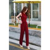 BỘ JUMPSUIT CỔ CHÉO NƠ EO