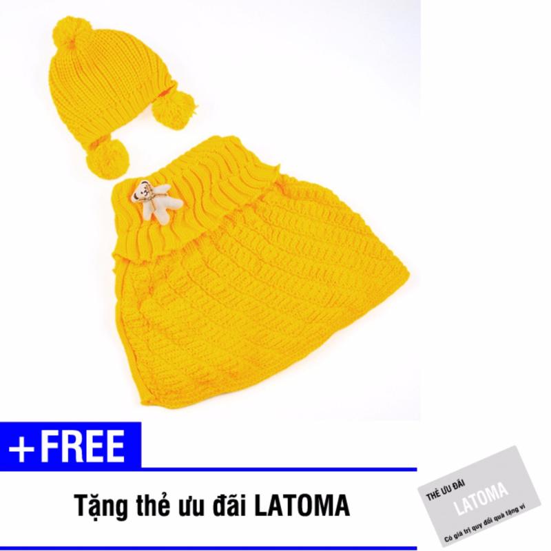 Bộ mũ len và áo quây bé gái Latoma S1402 (Vàng) + Tặng kèm thẻ ưu đãi Latoma