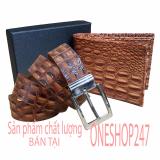 Bộ thắt lưng + ví da bò thật 100% , vân cá sấu tuyệt đẹp c32tlv