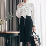 Chân váy bút chì đen viền trắng