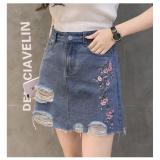 Chân váy jean rách thêu hoa anh đào BERI 111-112