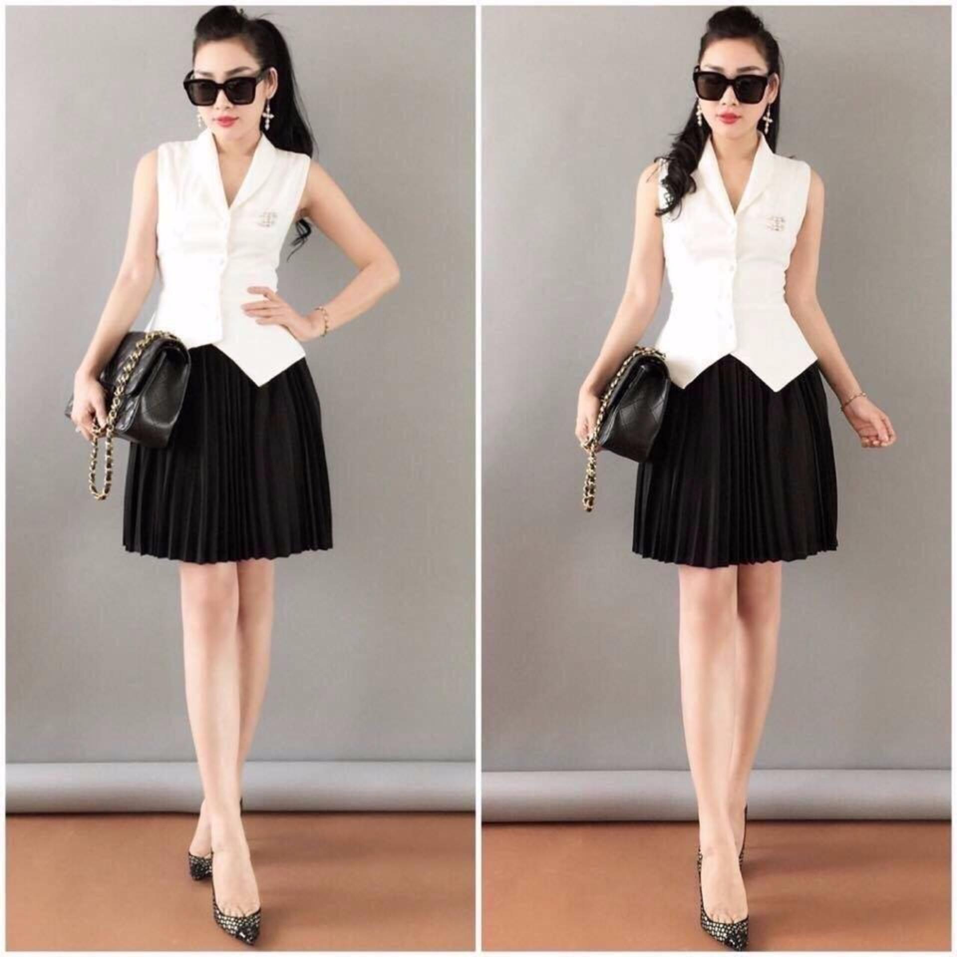 Chân váy xòe dập ly thời trang Chipxinhxk (dáng ngắn)