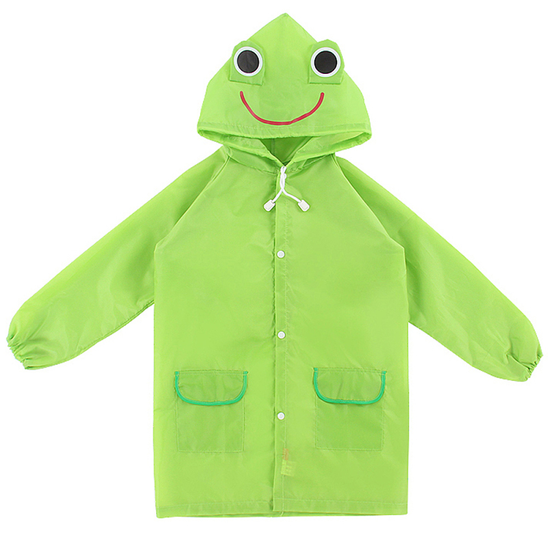 Children Kids Cartoon Animal Pattern Rain Coat Waterproof Raincoat Green Frog (Intl)