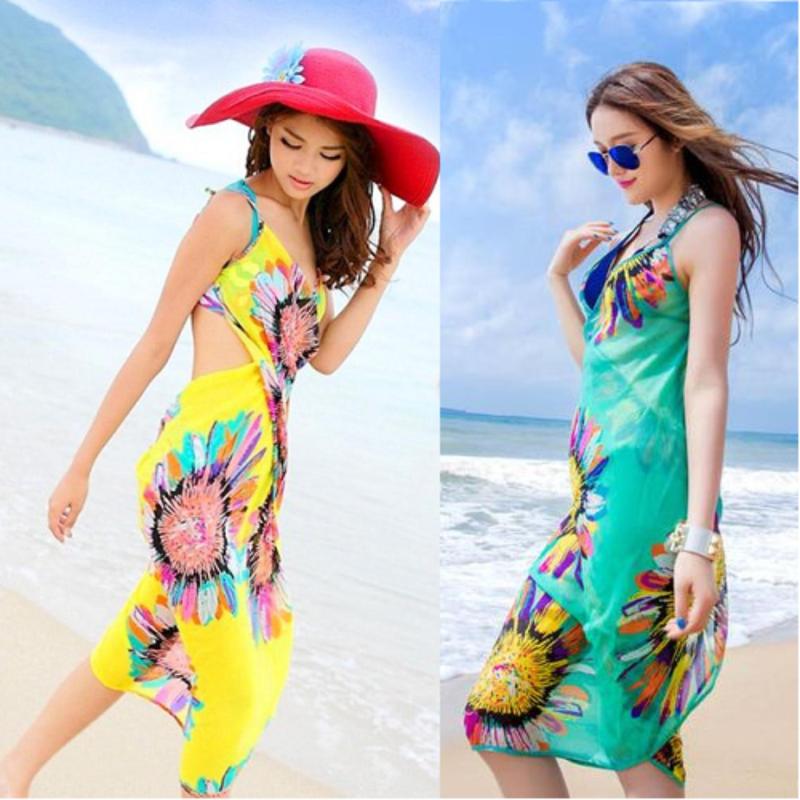 Nơi bán Cobmo 2 Khăn voan choàng hoa hướng dương (vàng-xanh lá)