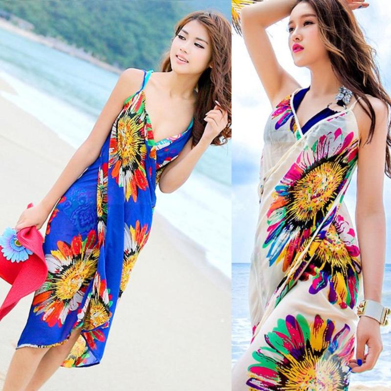 Nơi bán Cobmo 2 Khăn voan choàng hoa hướng dương (xanh dương-trắng)