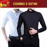 Combo 2 áo sơ mi lụa trơn (màu trắng + màu đen)