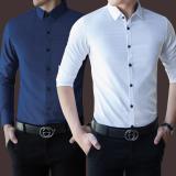 Combo 2 sơ mi nam (xanh đậm, trắng) hiện đại