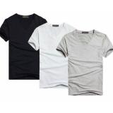 [HCM]Combo 3 áo thun nam cổ tim mềm mịn thấm hút tốt (Đen/Trắng/Xám)