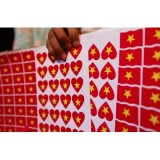 Combo 5 tem dán mặt việt nam cờ đỏ hoặc trái tim