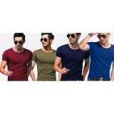[HCM]Combo 4 áo thun nam body cổ tròn mềm mịn thấm hút tốt ( xanh đen xanh rêu xanh da đỏ đô )