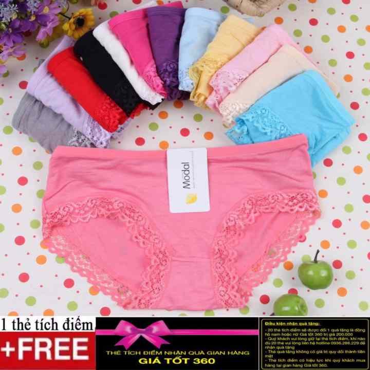 Combo 5 quần lót nữ cotton viền ren cao cấp Modal + Tặng kèm 1 thẻ tích điểm Giá tôt 360