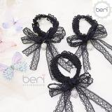 Cột tóc ren nơ đính châu BERI (đen) - CT026