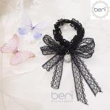 Cột tóc ren nơ đính châu BERI (đen) - CT026
