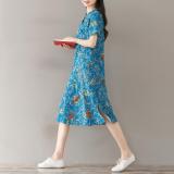 Đầm bầu công sở cổ tàu in hoa 01