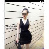Đầm body cổ tim váy tua rua