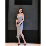 Đầm body cổ yếm len gân