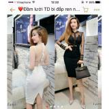 Đầm body lưới bi đắp ren
