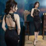 Đầm body ren đan dây hở sau lưng