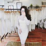 Đầm body tay dài đính cườm 2 bên