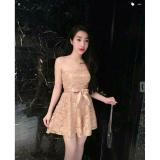 Đầm cúp ren xòe day eo