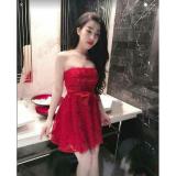 Đầm cúp ren xòe day eo