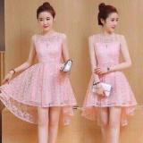 Đầm hoa trà đuôi tôm Quảng Châu màu hồng phấn