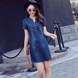 Đầm jean cổ chữ V cao cấp D446