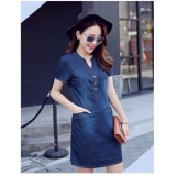 Đầm jean cổ chữ v cao cấp d446