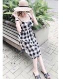 Đầm maxi sọc caro mẫu mới nhất nằm (đen)