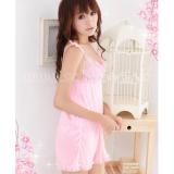 Đầm ngủ nhúng bèo ngực cột dây (hồng) - AN003