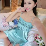 Đầm ngủ vải lụa ren ngực cdanp01