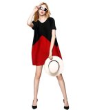 Đầm oversize phối màu 0220 (Đen đỏ)