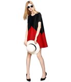 Đầm oversize phối màu 0220 (Đen đỏ)