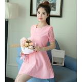 Đầm Ren Cổ Gợn Sóng DN020 (Hồng)