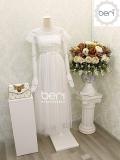 Đầm ren maxi đính hoa nơ eo BERI (trắng) - DD077