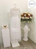 Đầm ren maxi đính hoa nơ eo BERI (trắng) - DD077