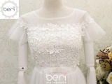Đầm ren maxi đính hoa nơ eo BERI (trắng) - DD077