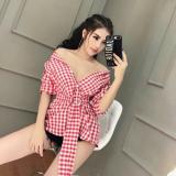 Đầm sơ mi caro D461 (đen)