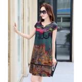 Đầm suông cổ V in họa tiết D101
