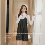 Đầm suông da phối áo dài tay Hanna D28